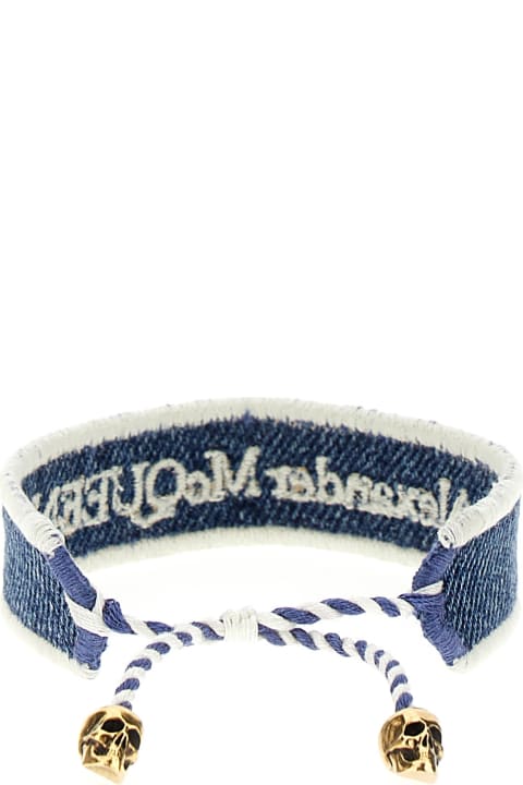 Jewelry for Women Alexander McQueen Denim Bracelet With Embroidered Logo