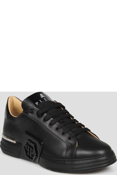 Fashion for Men Philipp Plein Mix Leather Lo-top Sneakers Hexagon