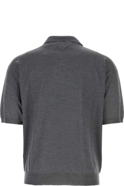 Prada for Men Prada Dark Grey Silk Polo Shirt