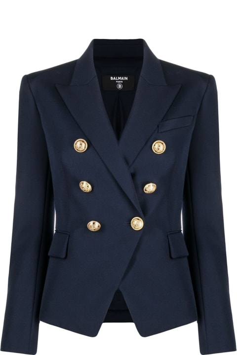 Coats & Jackets for Women Balmain Double-breasted Blue Viscose Blazer