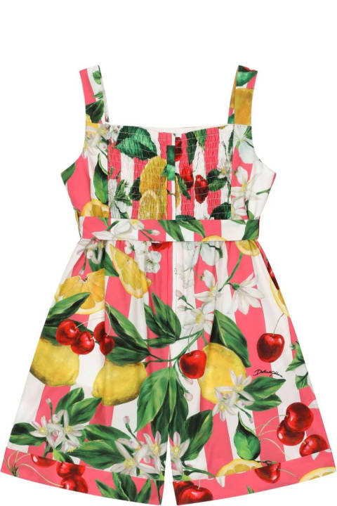 Sale for Girls Dolce & Gabbana Lemon And Cherry Print Poplin Jumpsuit