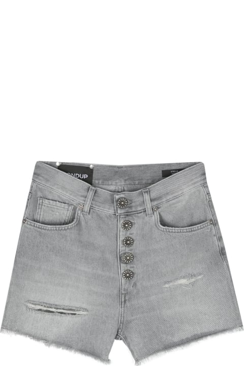 Dondup Pants & Shorts for Women Dondup Light Grey Cotton Denim Shorts