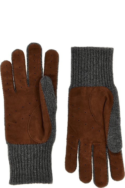 メンズ 手袋 Brunello Cucinelli Suede Detail Gloves