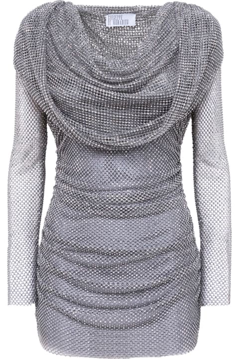 Giuseppe di Morabito Dresses for Women Giuseppe di Morabito Long Sleeve Hooded Mini Dress In Crystal Net