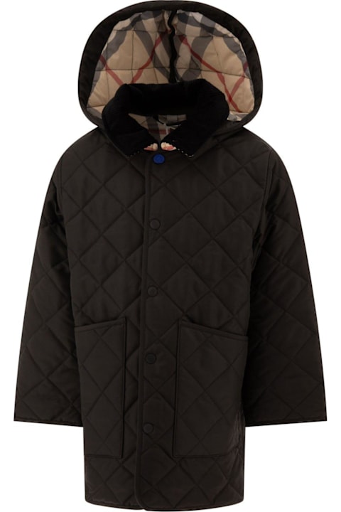 Homeware Burberry Corduroy-collar Quilted Hooded Jacket