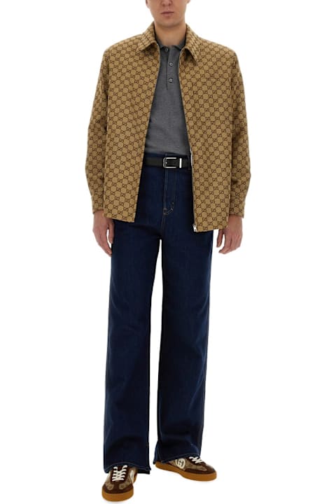 メンズ Gucciのトップス Gucci Polo Shirt With Web Pattern