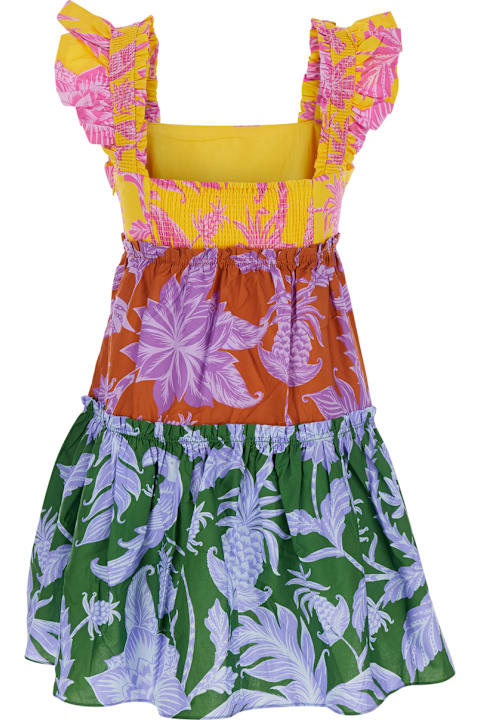 Farm Rio for Men Farm Rio Multicolor Dress With All-over Floral Motif And Ruffled Skirt In Cotton Woman