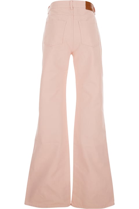 Chloé Pink High Waist Jeans With Mini Pockets With Waist Flap In Denim Woman