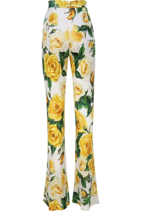 Dolce & Gabbana Clothing for Women Dolce & Gabbana Rose Printed High Waist Pants