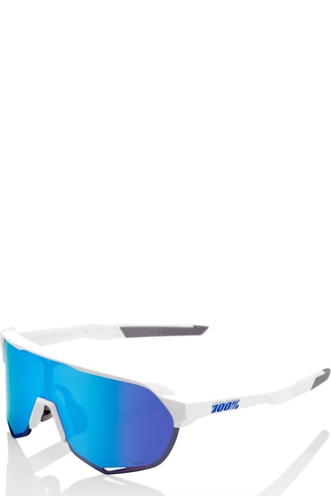 100% Eyewear for Men 100% S2 - Matte White / Hiper Blue Mirror Lens Sunglasses