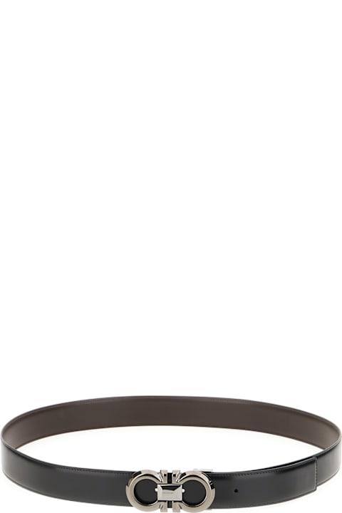 Ferragamo Belts for Men Ferragamo Black Leather Reversible Belt