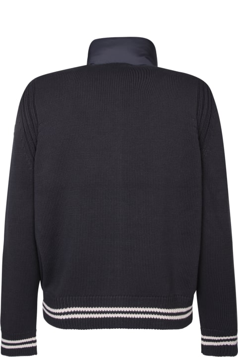 Moncler Sweaters for Men Moncler Striped Blue Piuma Cardigan