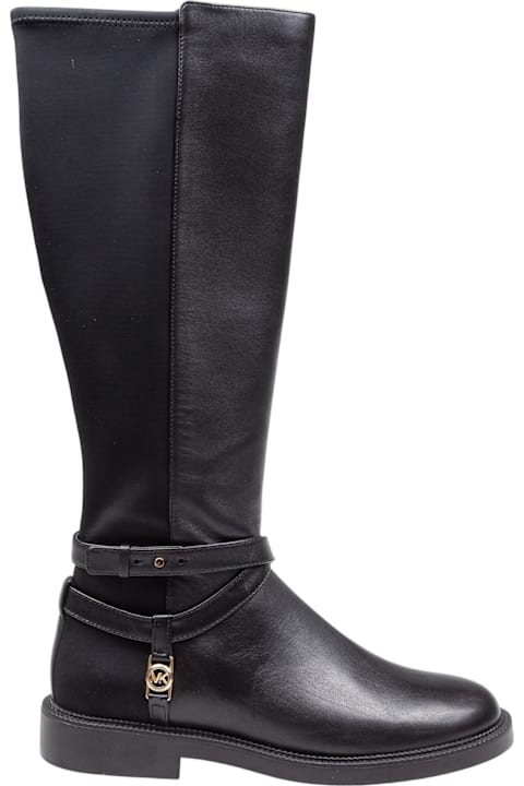 Boots for Women Michael Kors Abigail Boot In Leather And Nylon Color Black