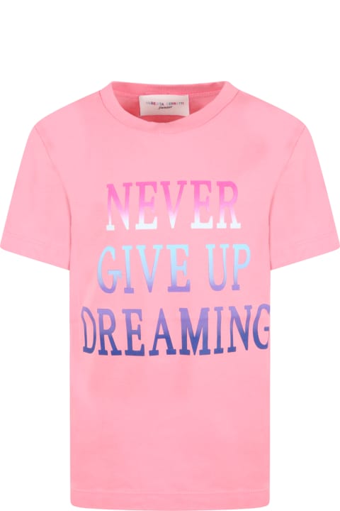 Pink T-shirt For Girl With Multicolor Writing