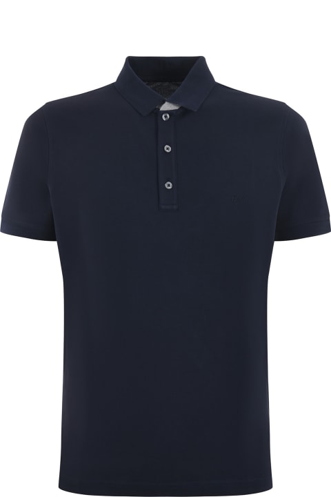 Fashion for Men Fay Navy Blue Short-sleeved Polo Shirt In Cotton