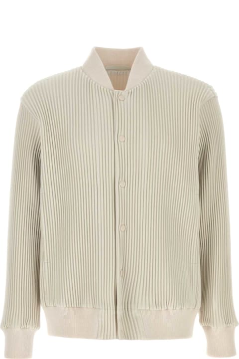 Homme Plissé Issey Miyake for Men Homme Plissé Issey Miyake Ivory Polyester Bomber Jacket