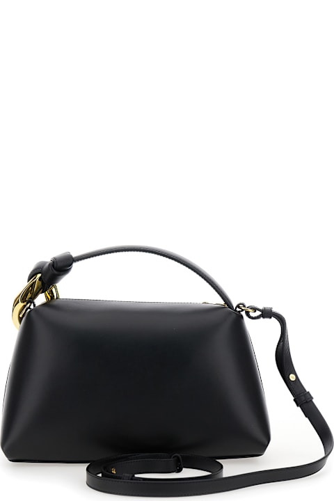 J.W. Anderson حقائب توتي لـ السيدات J.W. Anderson 'corner' Black Handbag With Metallic Knot Detail In Leather Woman