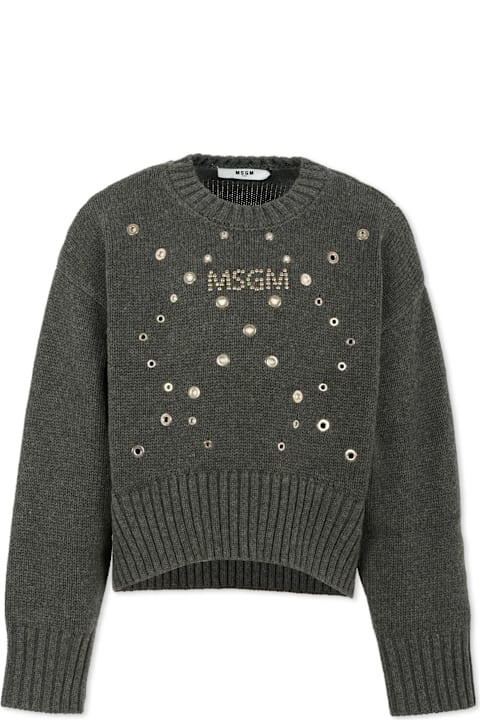 インテリア MSGM Grey Sweater For Girl With Logo
