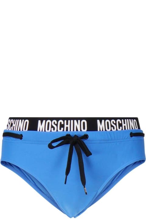 Underwear for Men Moschino Logo Waistband Drawstring Swim Briefs