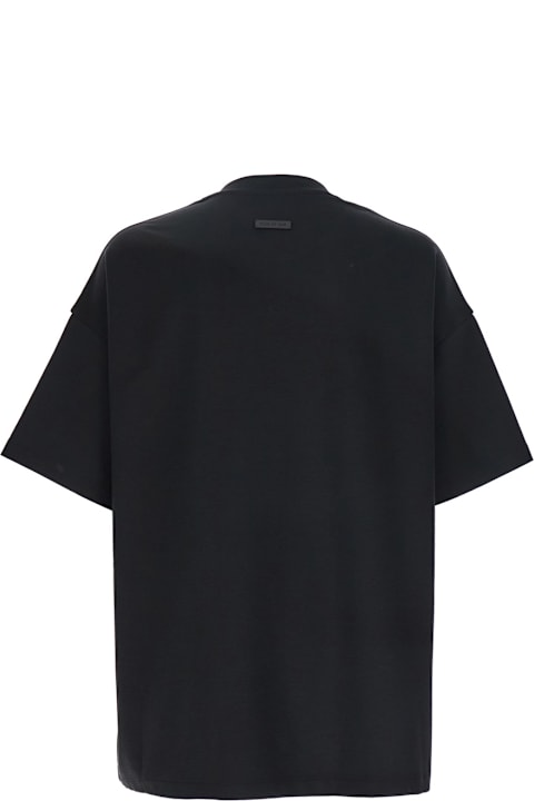 Fear of God Topwear for Men Fear of God Black T-shirt With Patch Logo On The Back In Cotton Man