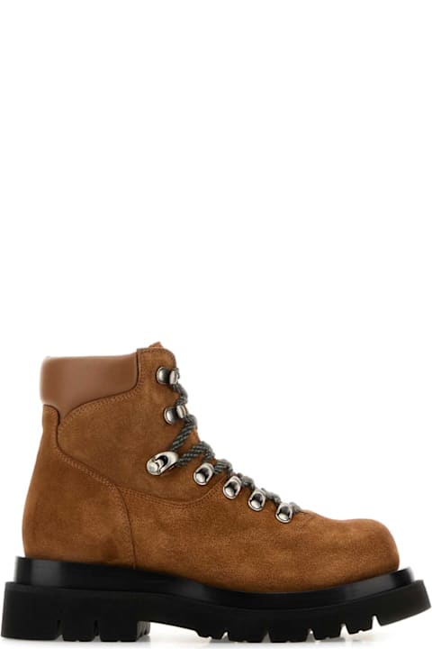 Homeware Bottega Veneta Caramel Suede Lug Ankle Boots