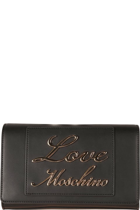 Moschino Clutches for Women Moschino Signature Logo Embossed Shoulder Bag