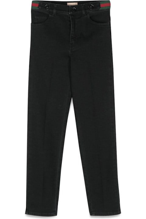 Gucci Bottoms for Girls Gucci J Pants Black Denim/black/mix
