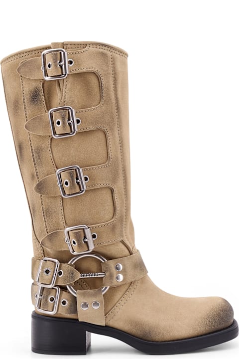 Fashion for Women Miu Miu Suede Boots With Laterali Straps