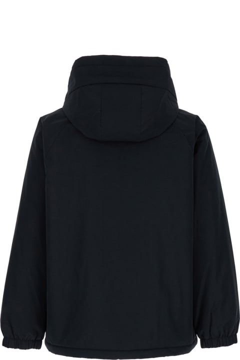 A.P.C. Men A.P.C. 'youri' Blue Hooded Jacket With Logo Patch In Tech Fabric Man
