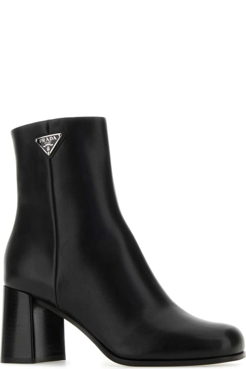 Prada Boots for Women Prada Black Leather Ankle Boots