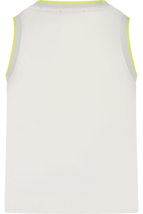 Topwear for Girls Burberry Ivory Tank Top For Girl With Logo And Equestrian Knight