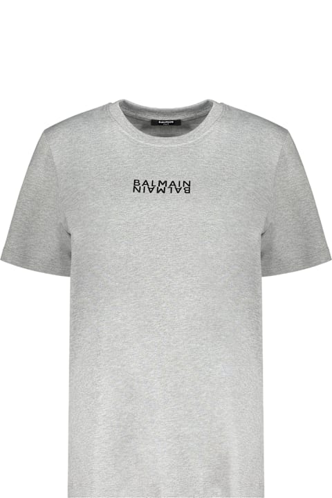 Balmain Gray T-shirt With Logo