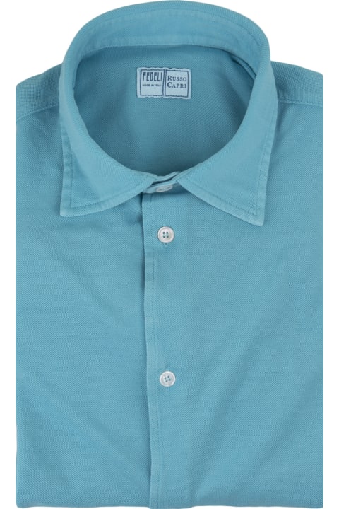 Fedeli Shirts for Men Fedeli Shirt In Turquoise Cotton Piqué