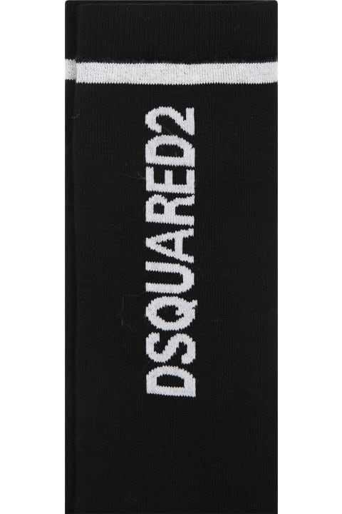 Dsquared2 Underwear for Boys Dsquared2 Black Socks For Boy With Logo