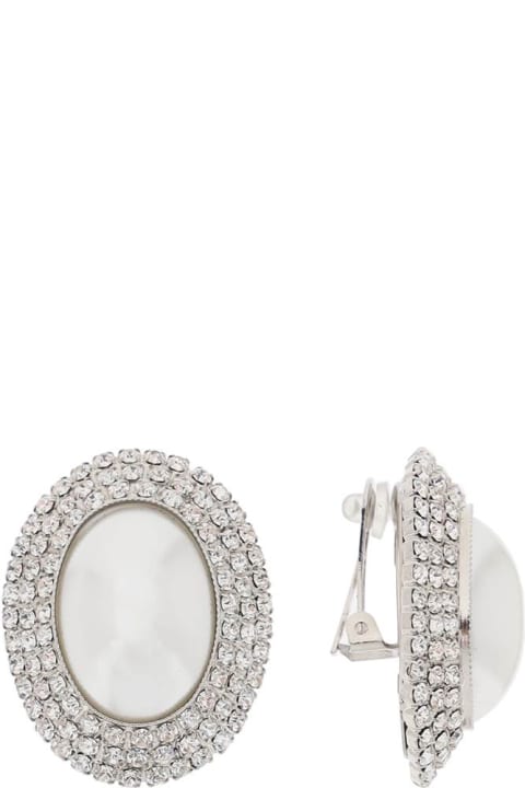 ウィメンズ イヤリング Alessandra Rich Oval Earrings With Pearl And Crystals