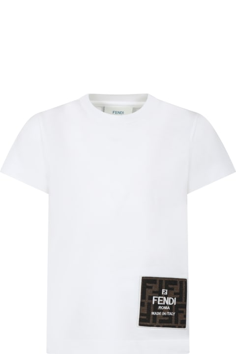 Fendi for Boys Fendi White T-shirt For Boy With Logo