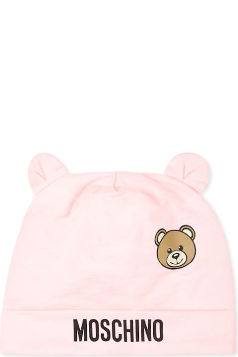 Homeware Moschino Pink Accessory Set For Baby Girl With Teddy Bear