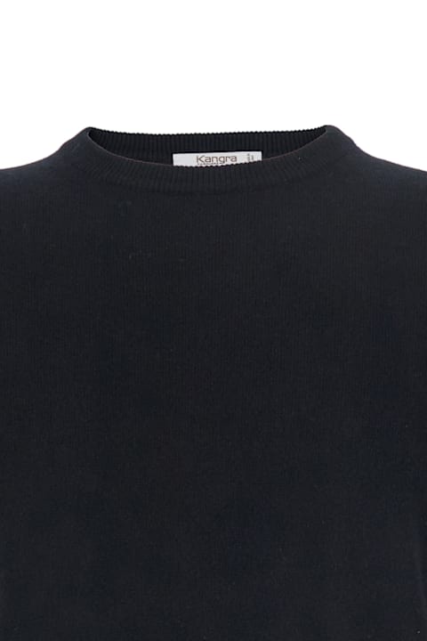 Kangra for Women Kangra Black Crewneck Sweater With Ribbed Trims In Cashmere Man