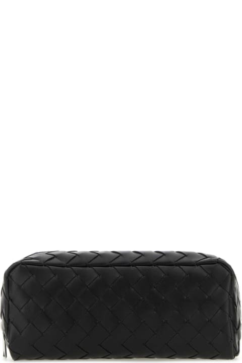 Luggage for Men Bottega Veneta Black Leather Intrecciato Pouch