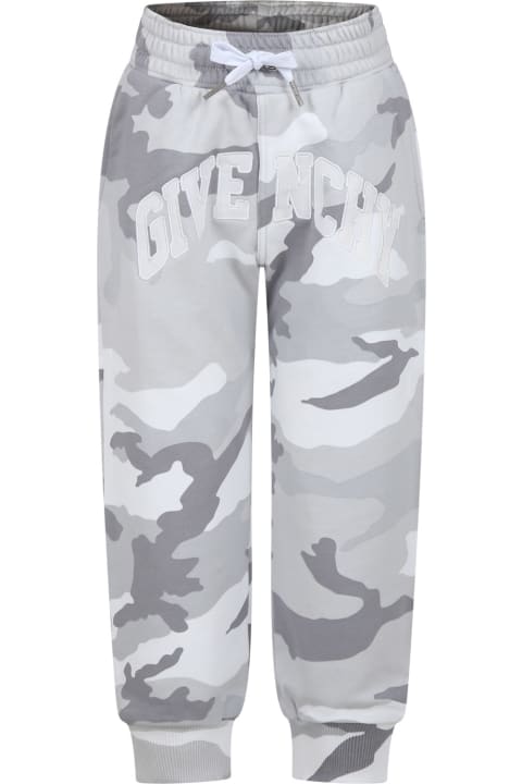 Givenchy for Boys Givenchy Gray Trousers For Kids With Camouflage Pattern