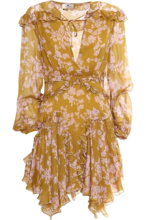 Homeware Elisabetta Franchi Ruffles Voile Printed Dress