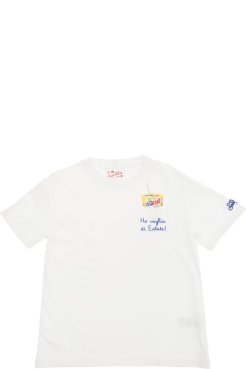 Fashion for Kids MC2 Saint Barth 'eddy' White T-shirt With Estathé Print And Embroidery In Cotton Boy