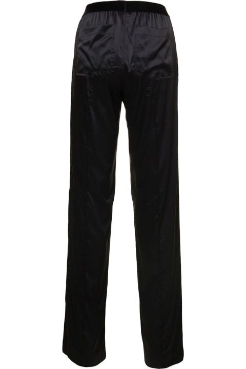 Tom Ford Clothing for Women Tom Ford Black Loose Pants With Logo In Stretch Silk Woman Tom Ford