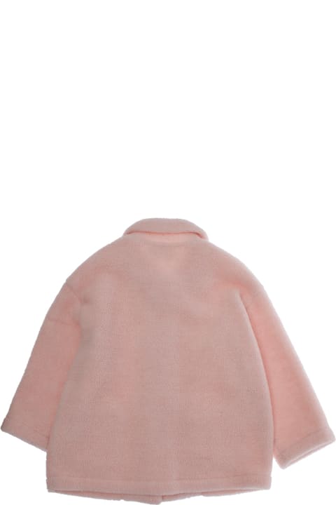 أدوات منزلية Il Gufo Pink Coat With Classic Collar And Logo Lettering Embroidery On The Sleeve In Tech Fabric Girl