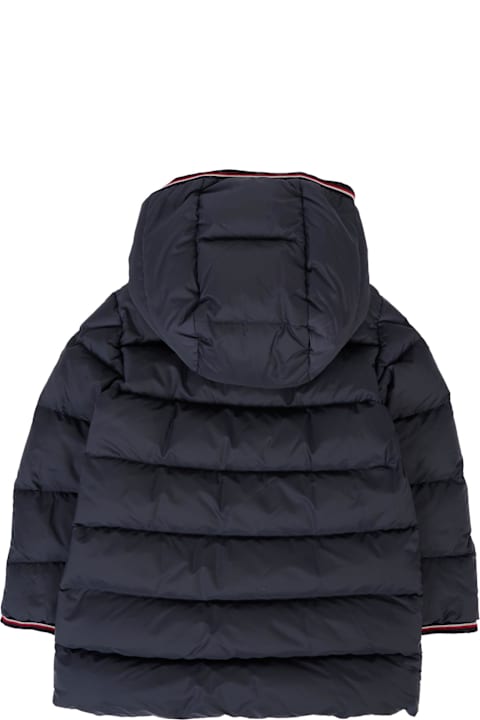 Homeware Moncler Blue Saito Down Jacket For Baby Boy With Logo