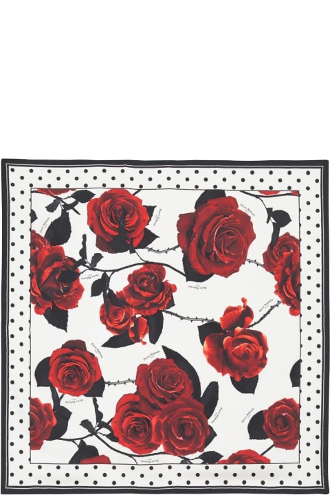 Scarves & Wraps for Women Balmain Red Roses & Polka Dots Scarf 90x90