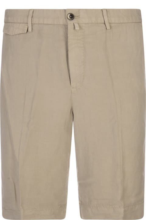 Beige Lyocell And Cotton Bermuda Shorts
