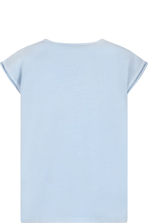 T-Shirts & Polo Shirts for Girls Zadig & Voltaire Light Blue T-shirt For Girl With Skull And Butterfly