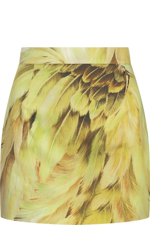 Roberto Cavalli for Women Roberto Cavalli Mini Skirt With Plumage Print In Green