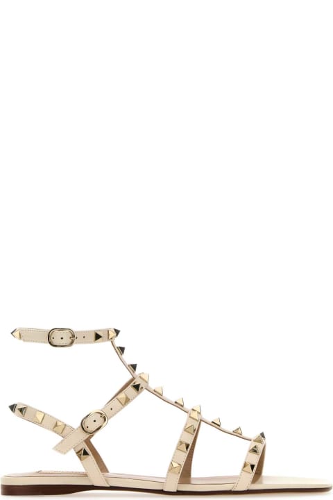 Valentino Garavani Sandals for Women Valentino Garavani Ivory Leather Rockstud Sandals